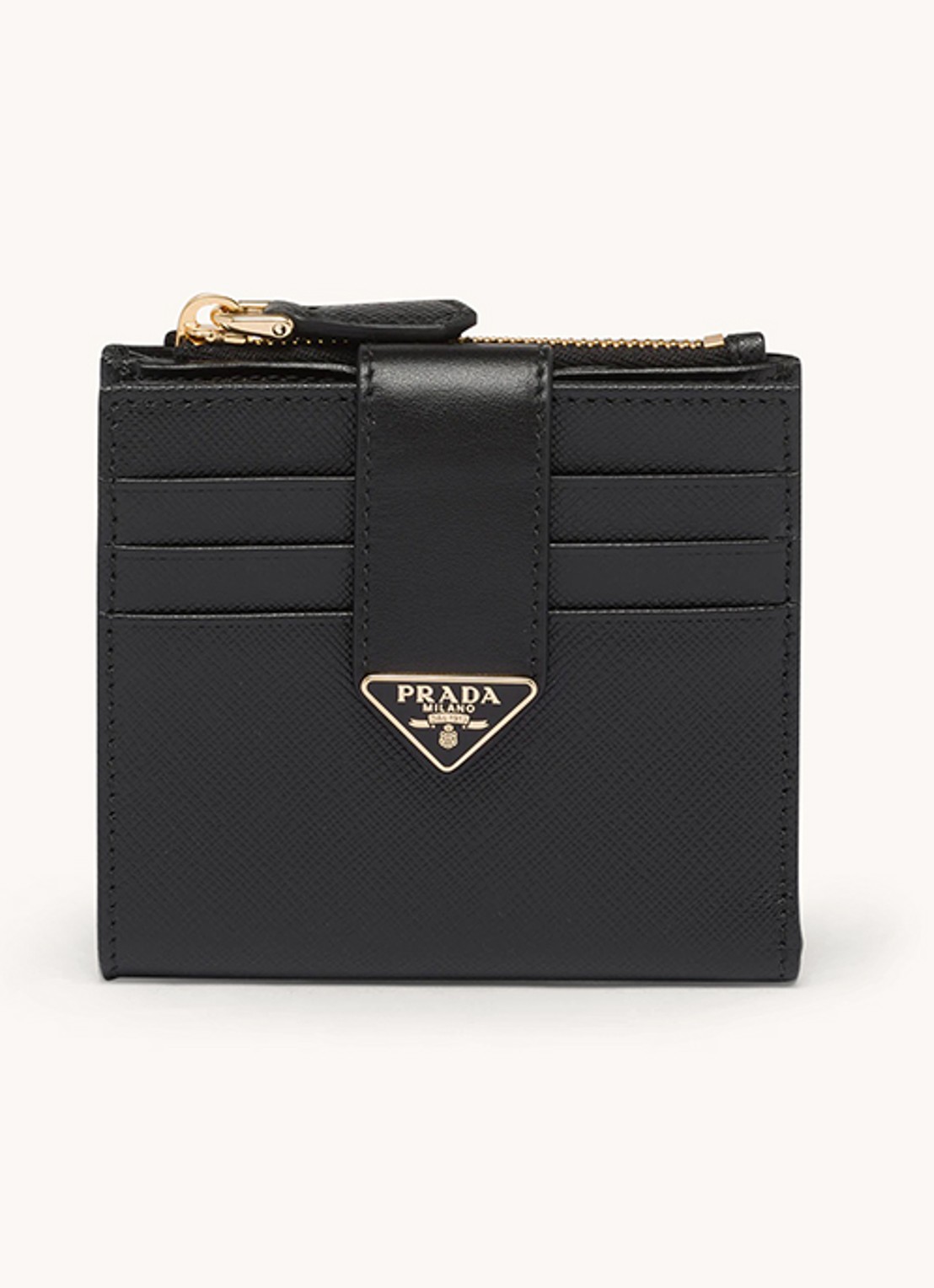 Prada Small portemonnee van leer - voorkant zwart