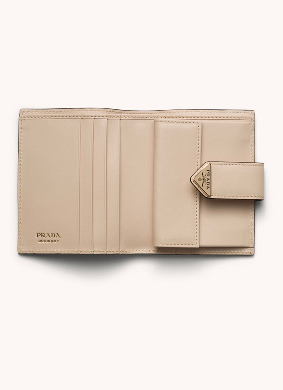 Prada Small portemonnee van leer - voorkant 2 gebroken wit
