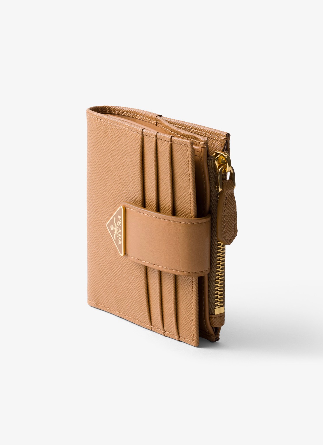 Prada Small portemonnee van leer - detail camel