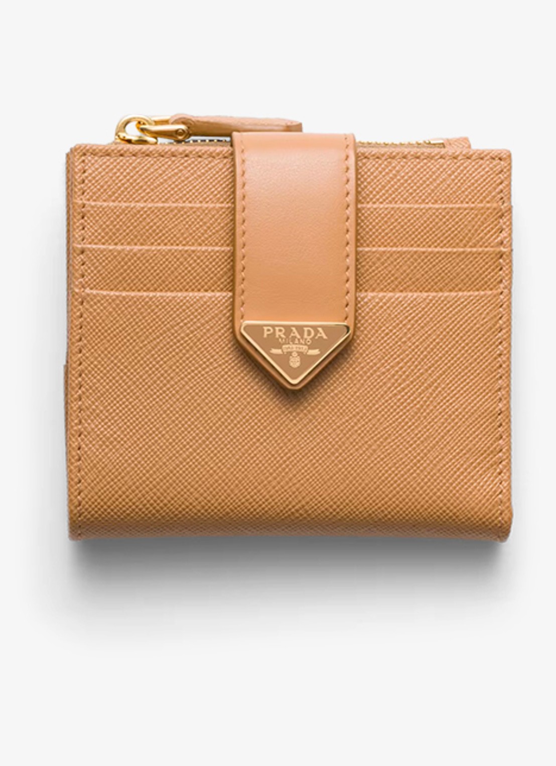 Prada Small portemonnee van leer - voorkant 3 camel