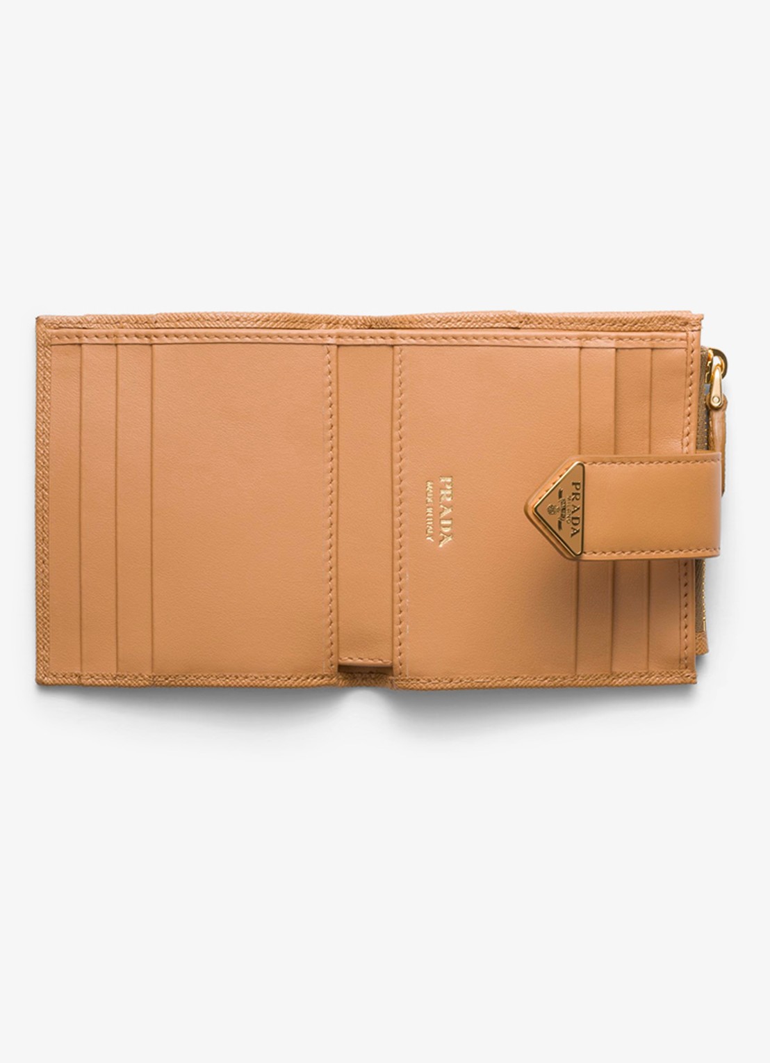 Prada Small portemonnee van leer - voorkant 4 camel