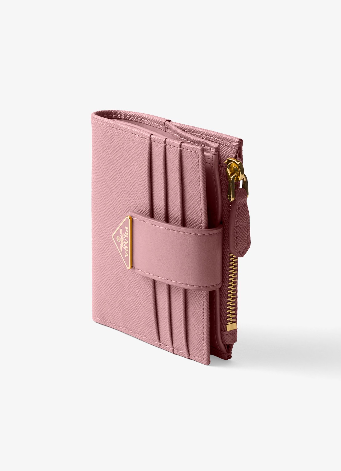 Prada Small portemonnee van leer - detail oudroze
