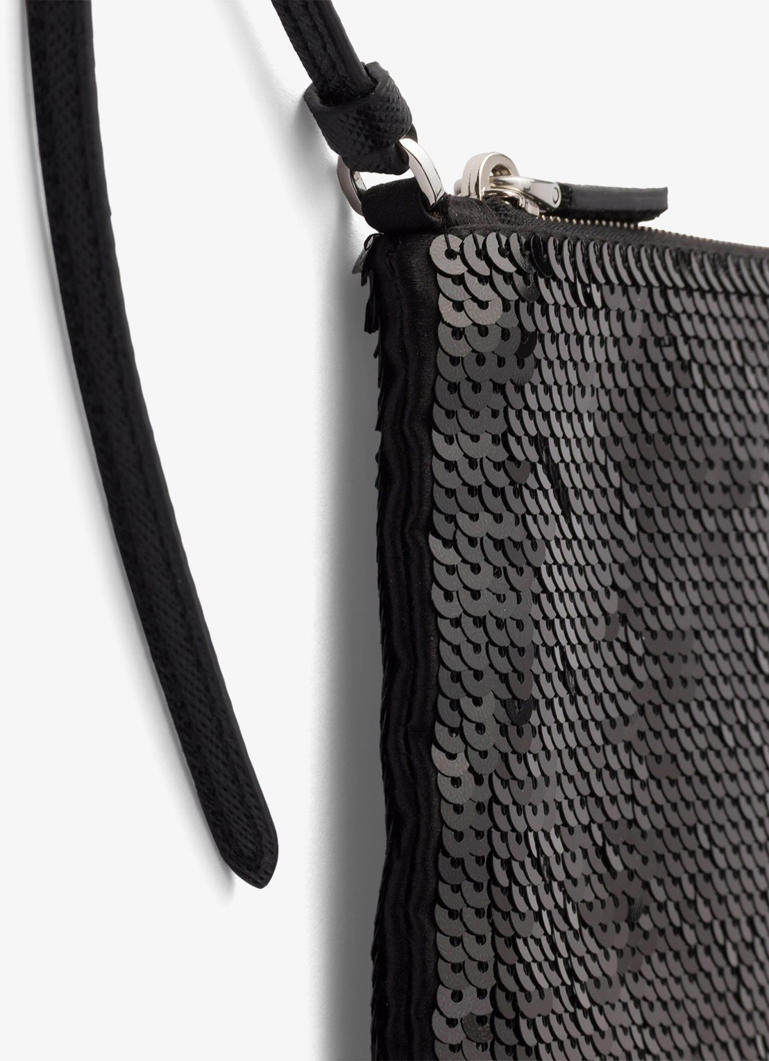 Prada Small schoudertas met pailletten - detail 2 zwart