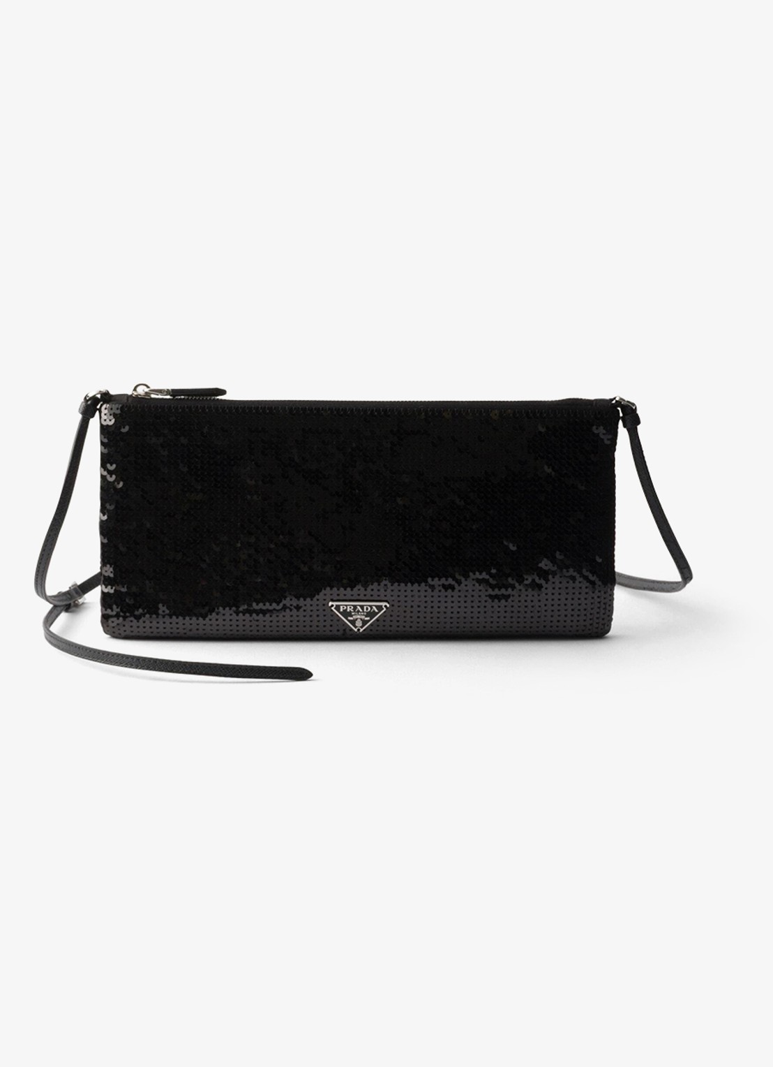 Prada Small schoudertas met pailletten - voorkant 5 zwart