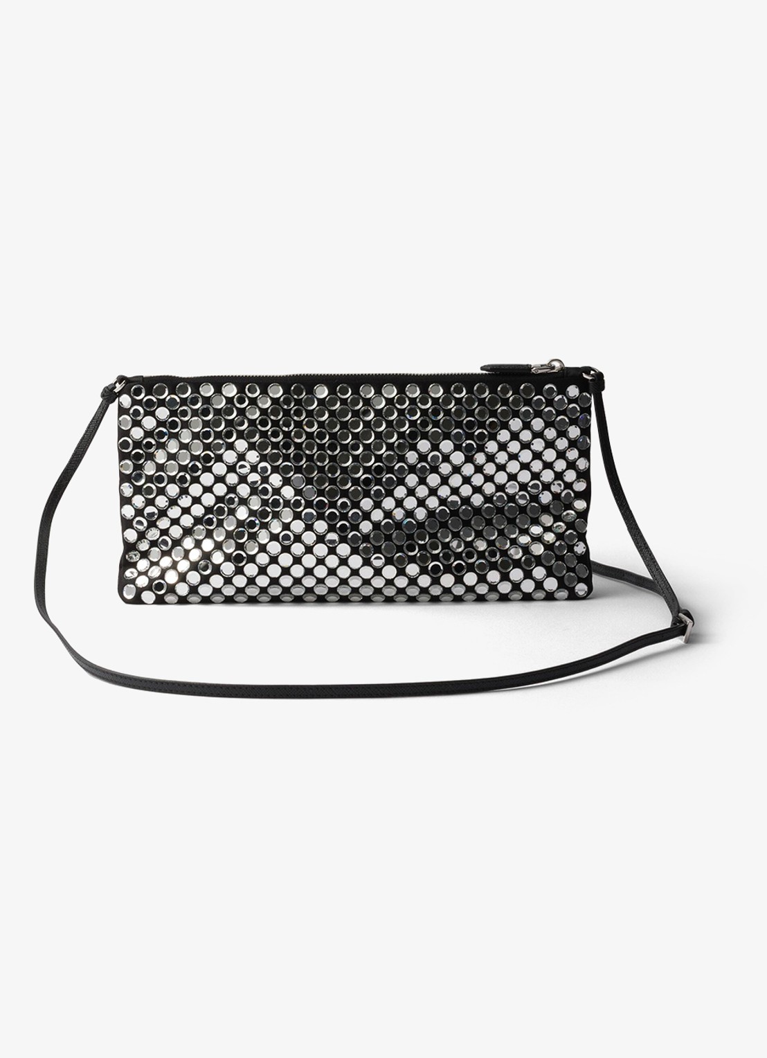 Prada Small schoudertas met strass - achterkant zilver