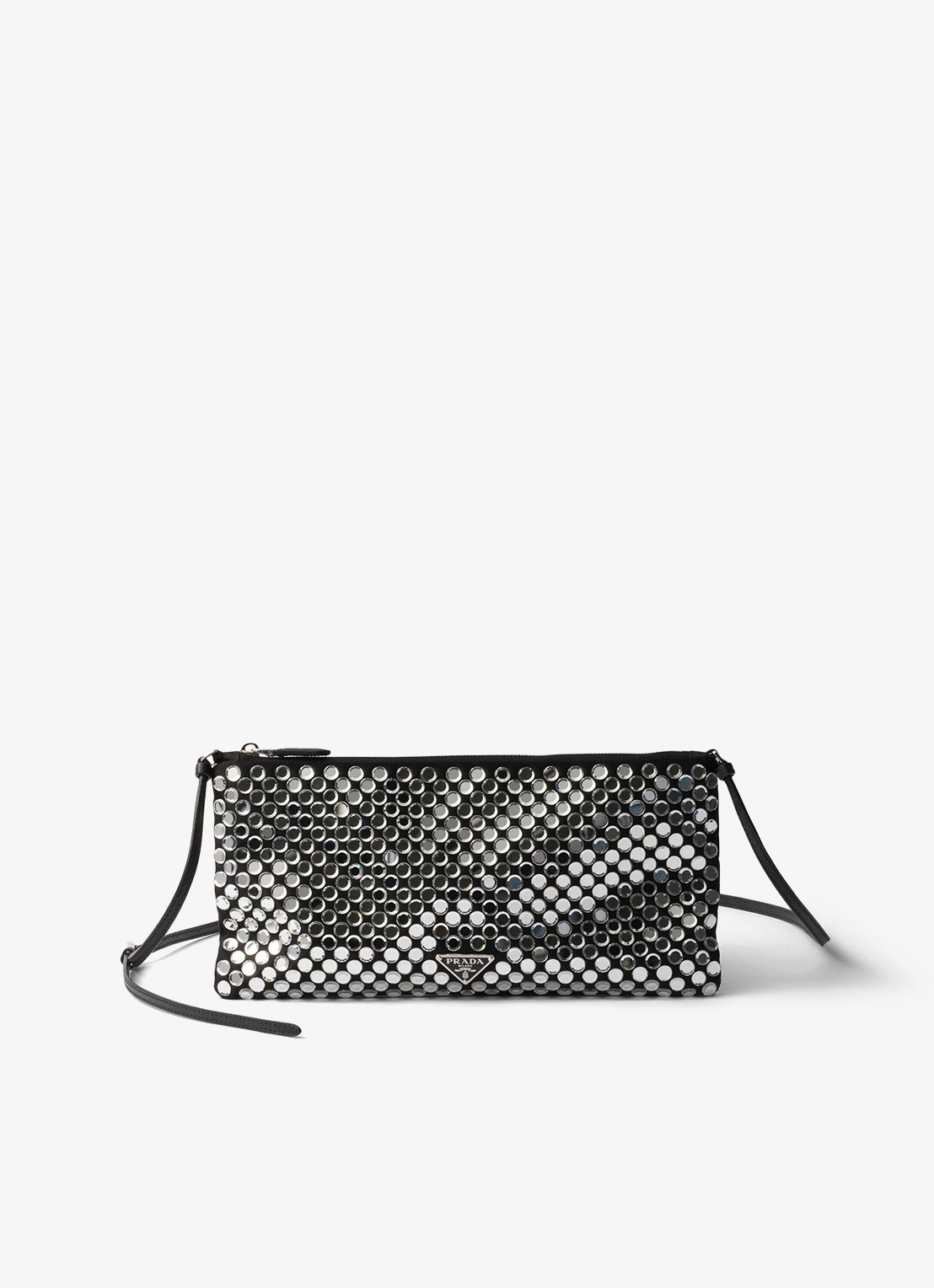 Prada Small schoudertas met strass - voorkant 2 zilver