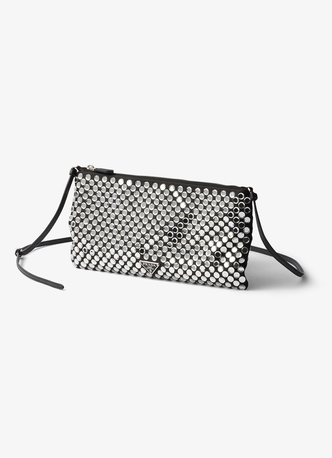 Prada Small schoudertas met strass - voorkant 3 zilver