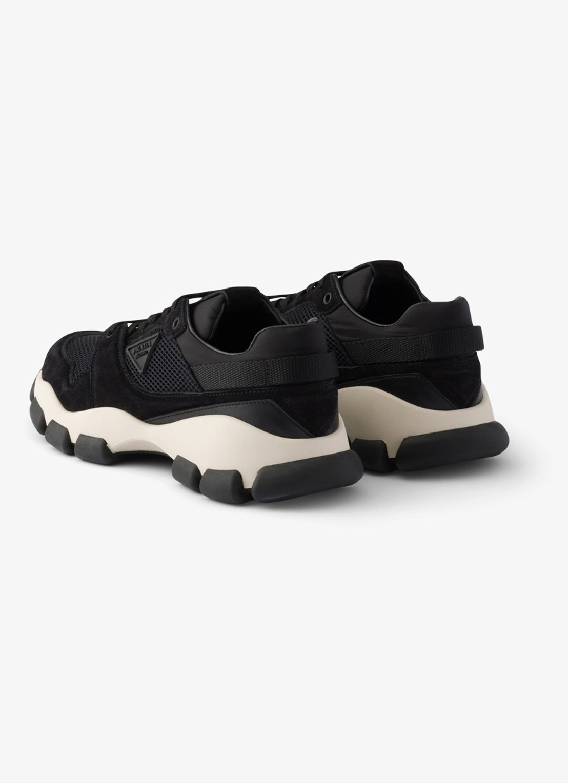 Prada Sneaker met suède details - achterkant 3 zwart
