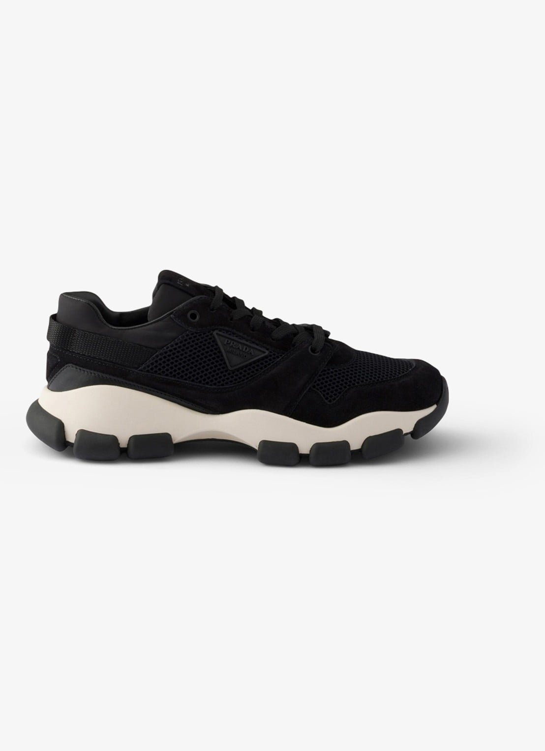 Prada Sneaker met suède details - voorkant zwart
