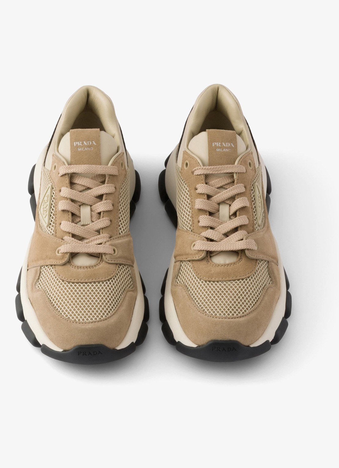 Prada Sneaker met suède details - detail 4 beige