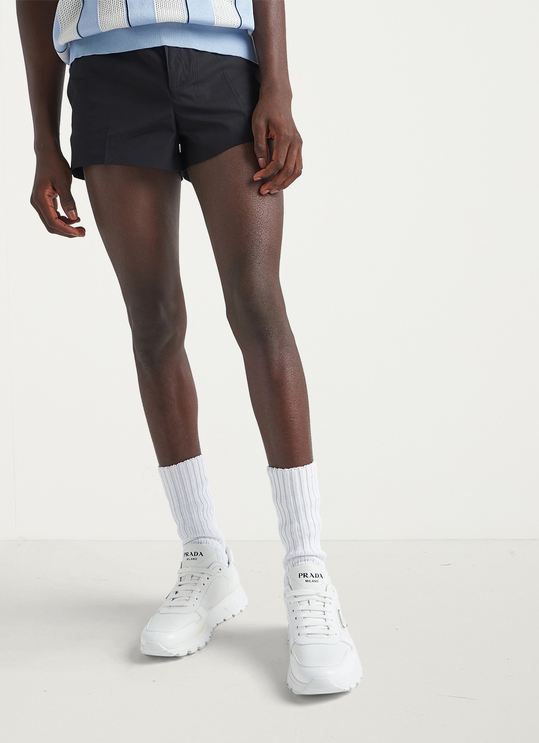 Prada Sneaker van leer met logo - achterkant 3 wit