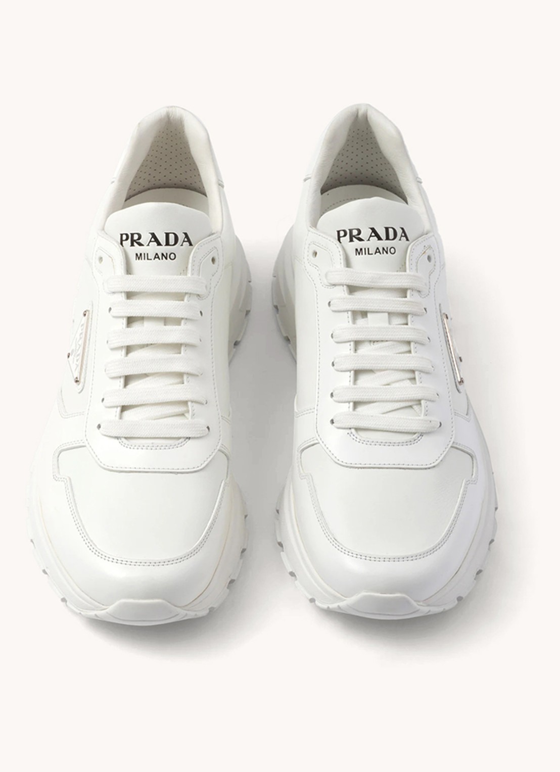 Prada Sneaker van leer met logo - detail 4 wit