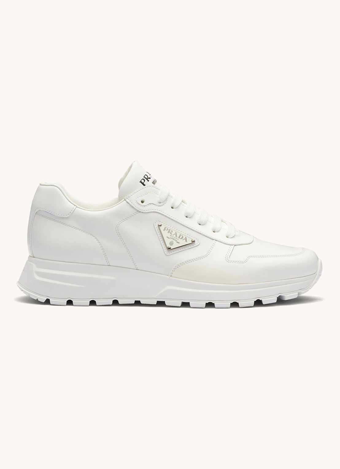 Prada Sneaker van leer met logo - voorkant 2 wit