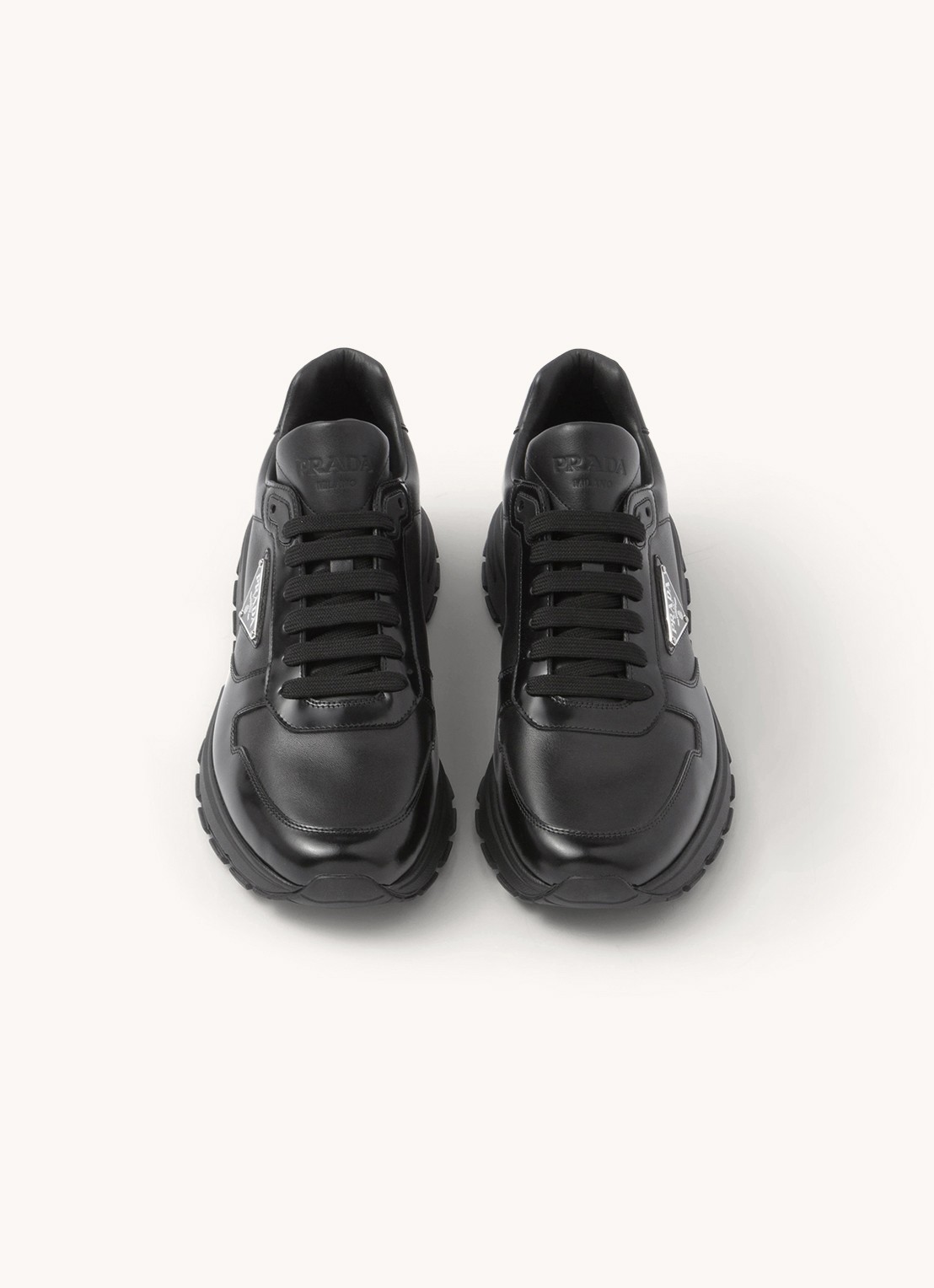 Prada Sneaker van leer met logo - detail 6 zwart