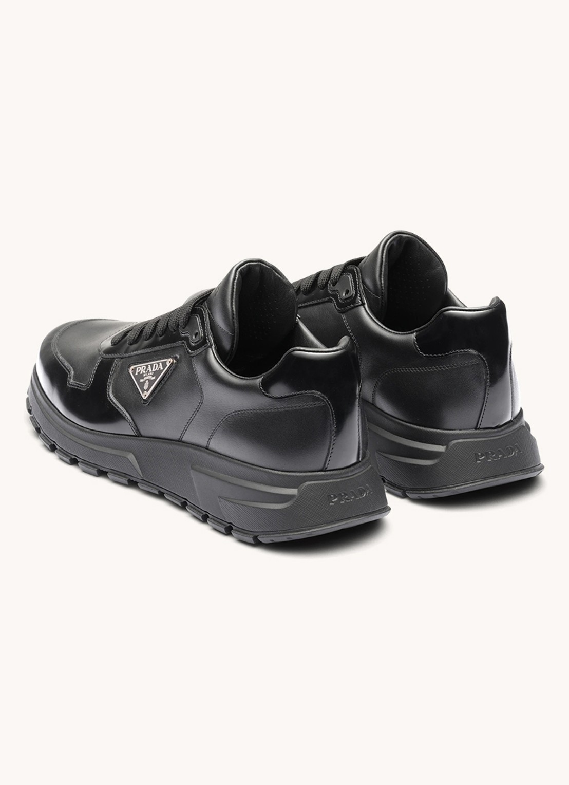 Prada Sneaker van leer met logo - detail 7 zwart
