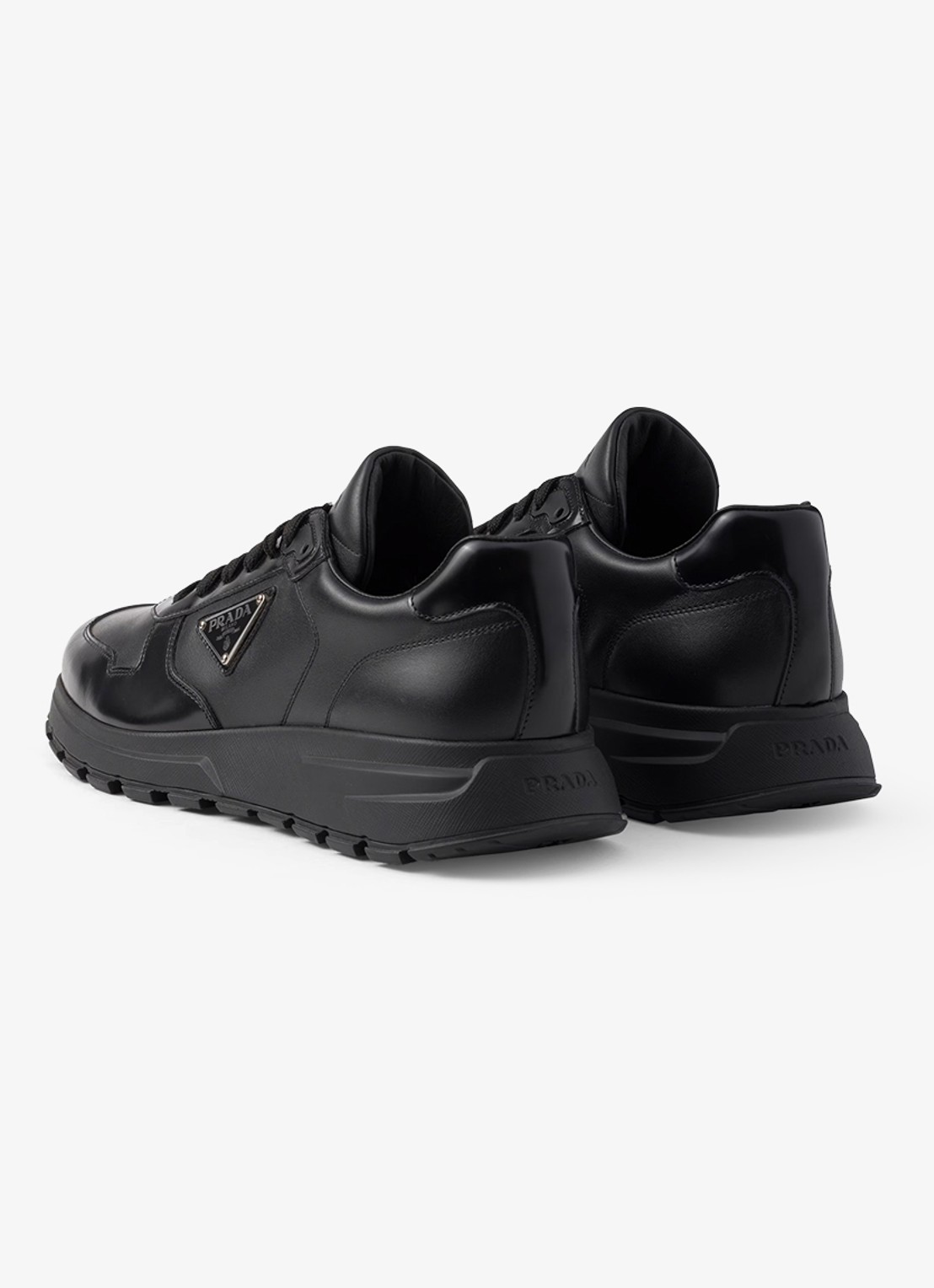 Prada Sneaker van leer met logo - achterkant 5 zwart