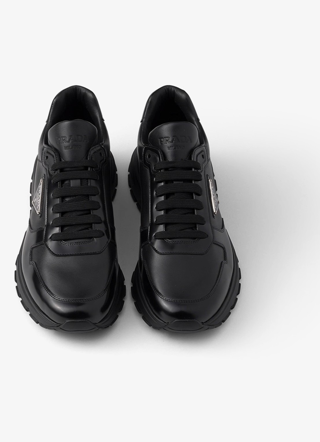 Prada Sneaker van leer met logo - detail 10 zwart