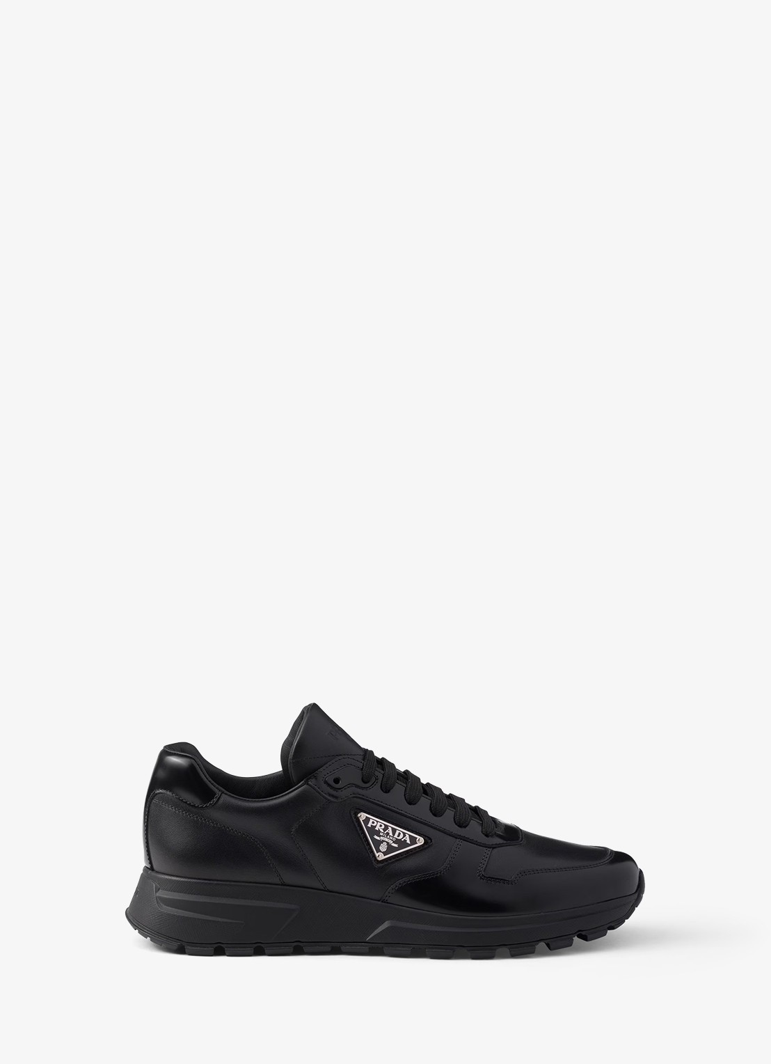 Prada Sneaker van leer met logo - voorkant 3 zwart