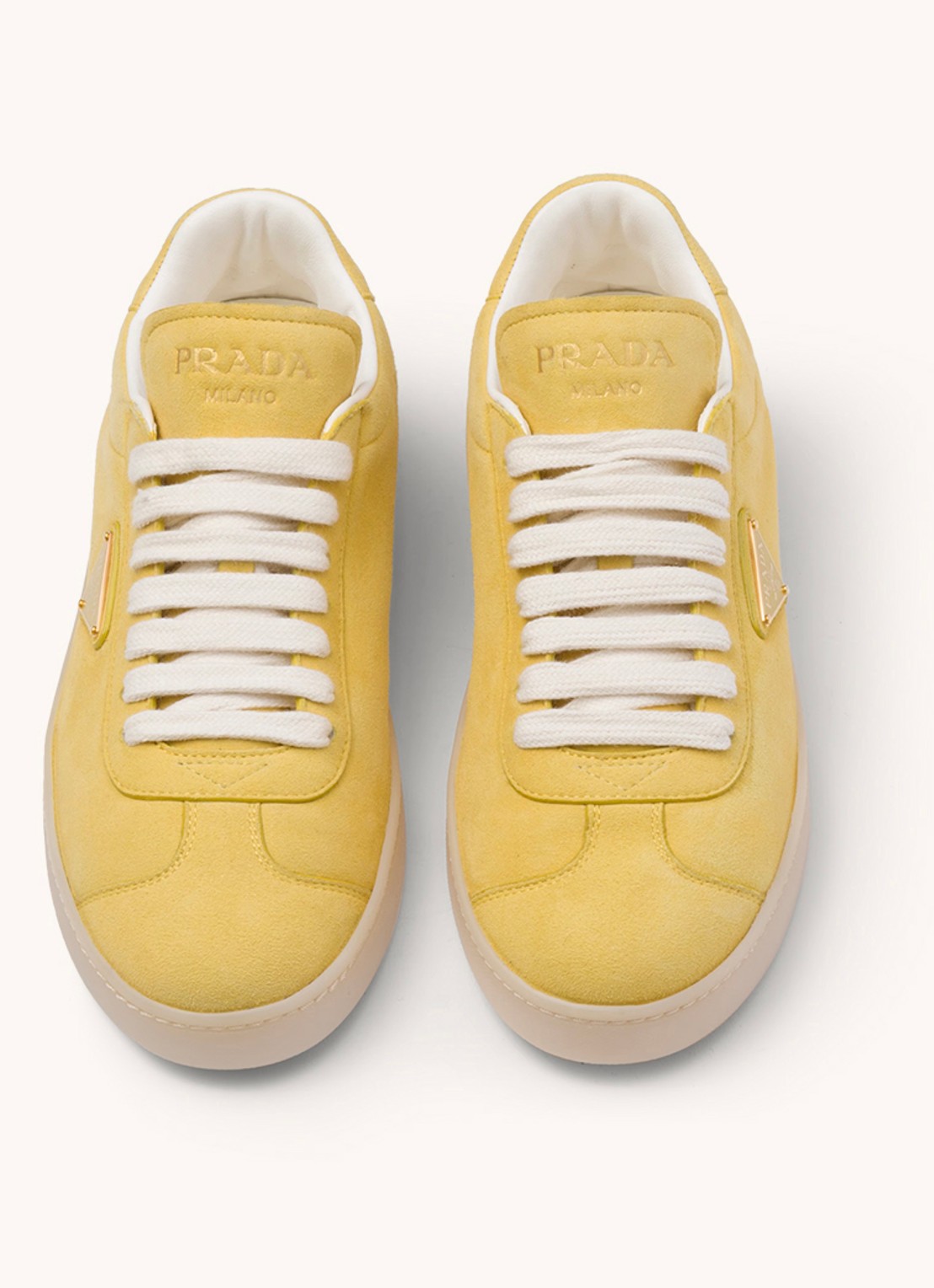 Prada Sneaker van suède - detail geel