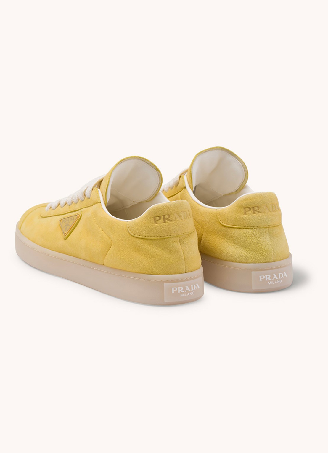 Prada Sneaker van suède - detail 2 geel