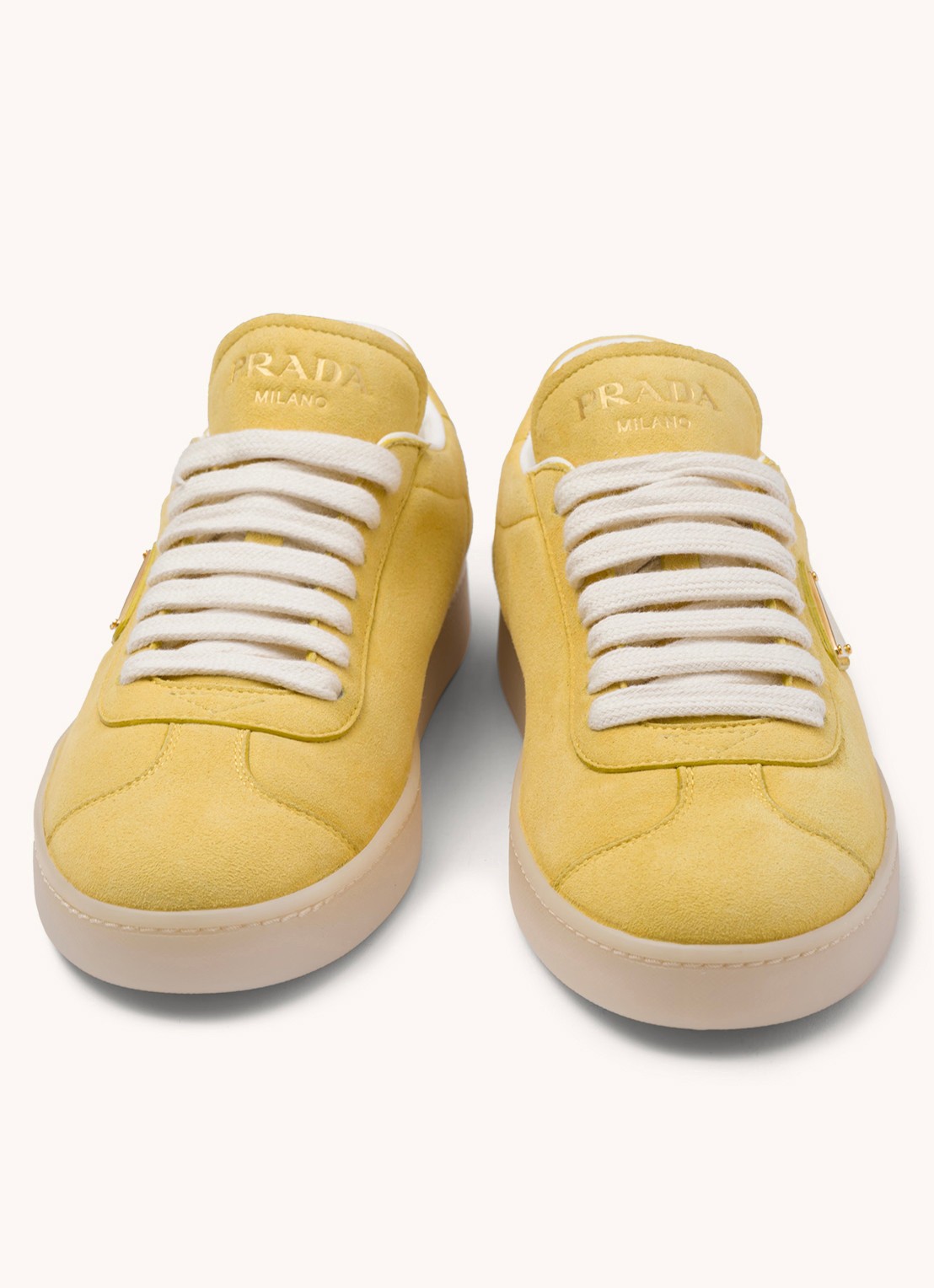 Prada Sneaker van suède - detail 3 geel