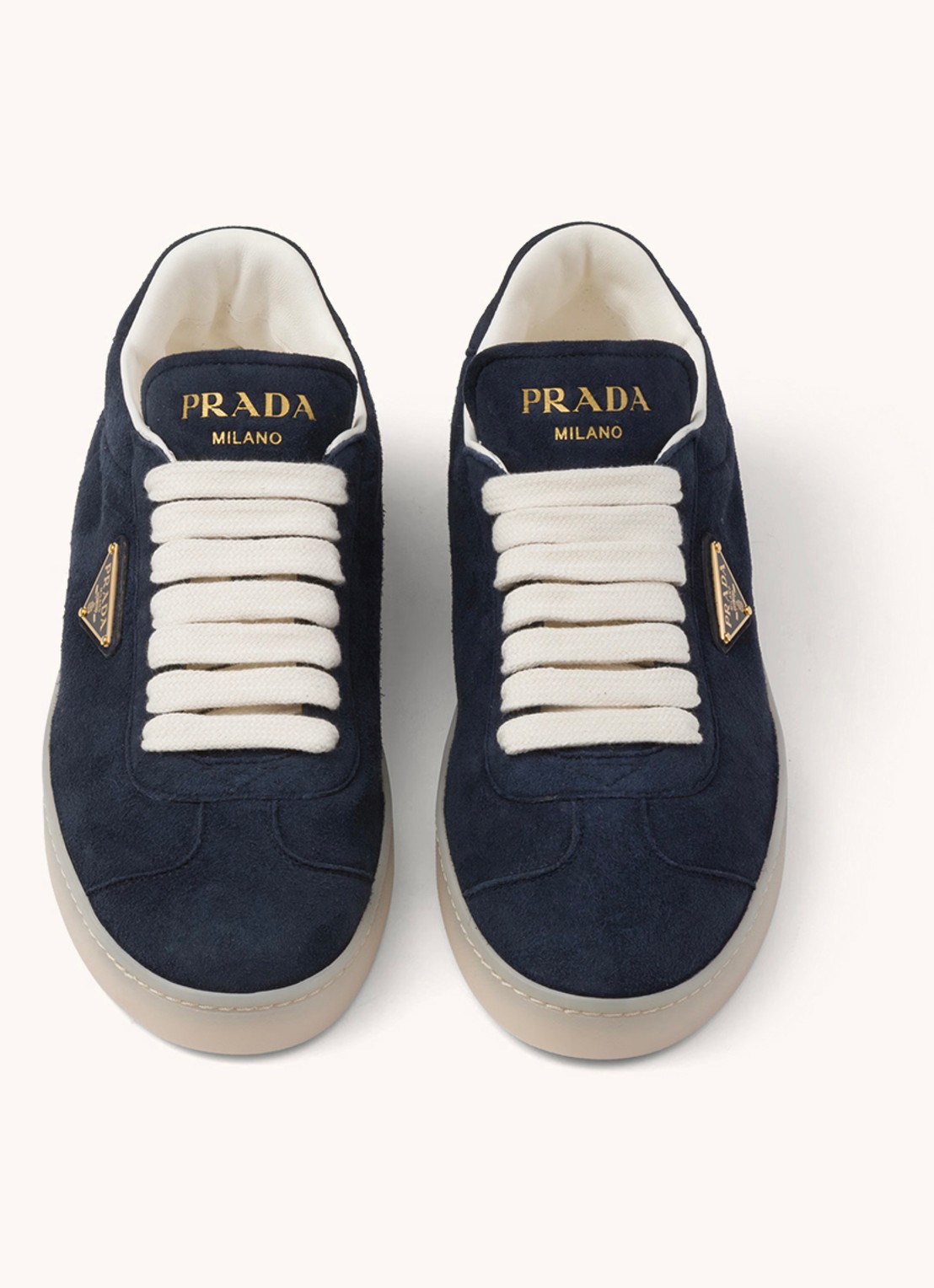 Prada Sneaker van suède - achterkant 5 donkerblauw