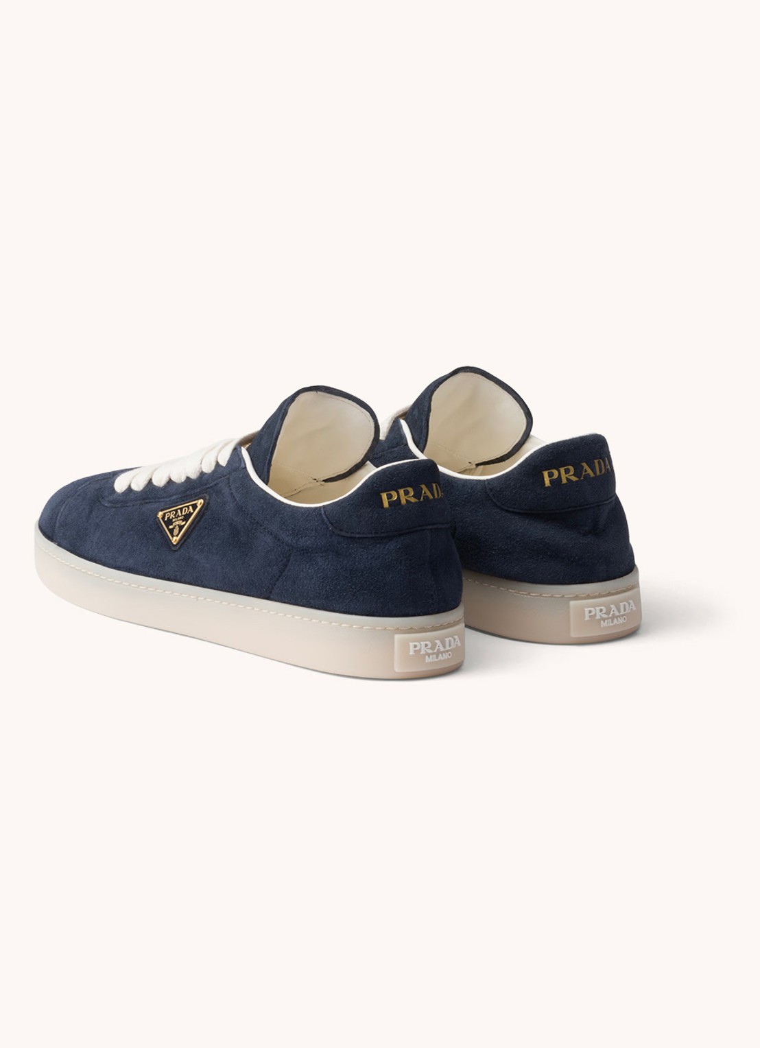Prada Sneaker van suède - detail donkerblauw