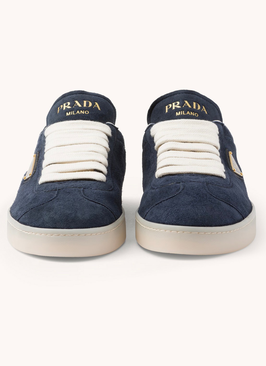 Prada Sneaker van suède - detail 2 donkerblauw