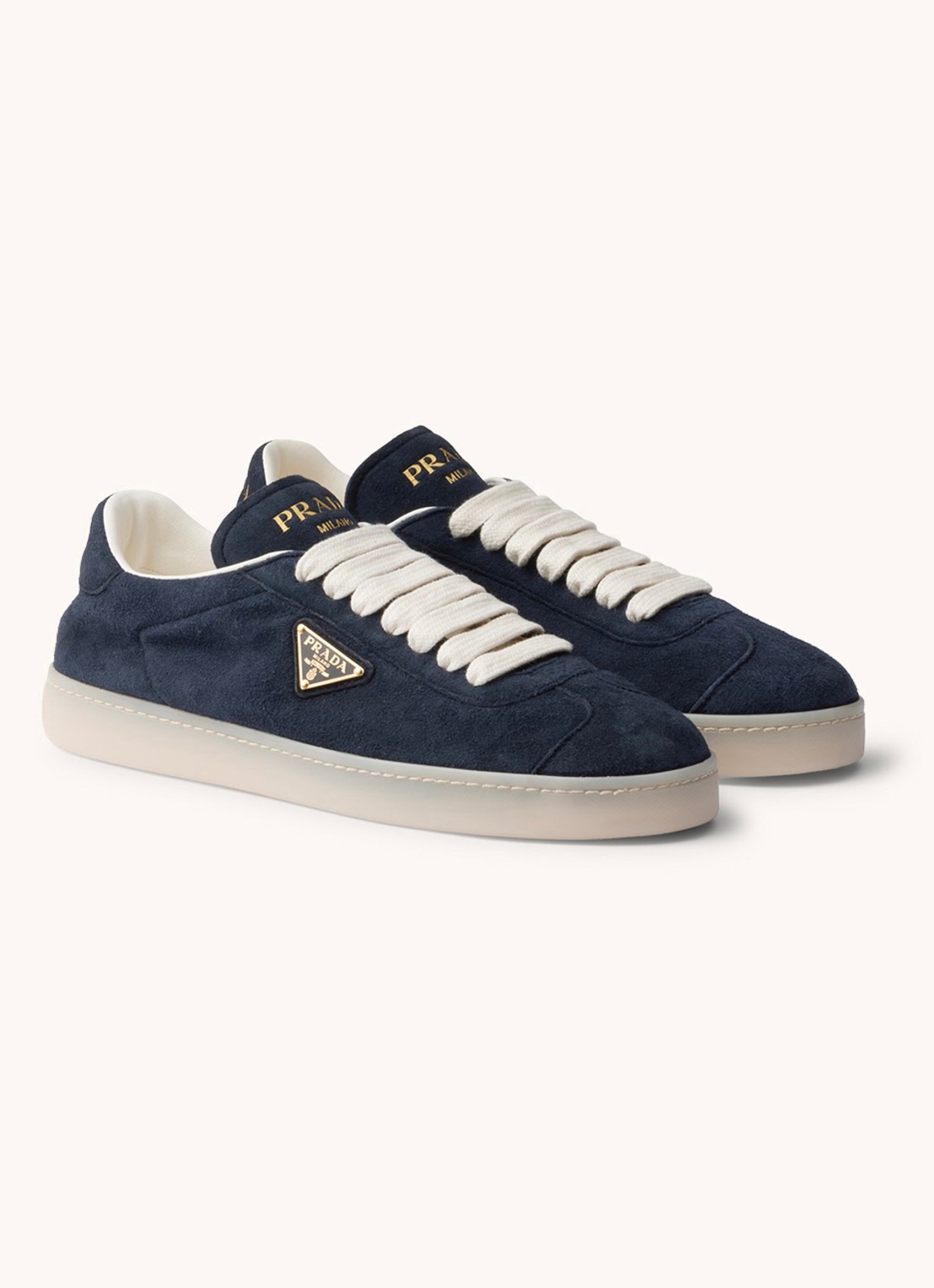 Prada Sneaker van suède - voorkant 3 donkerblauw