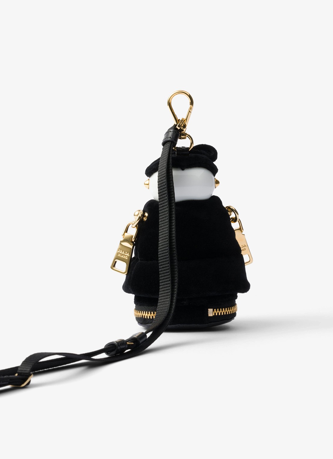 Prada Soft Robot tasbedel van fluweel met afneembare schouderriem - achterkant zwart
