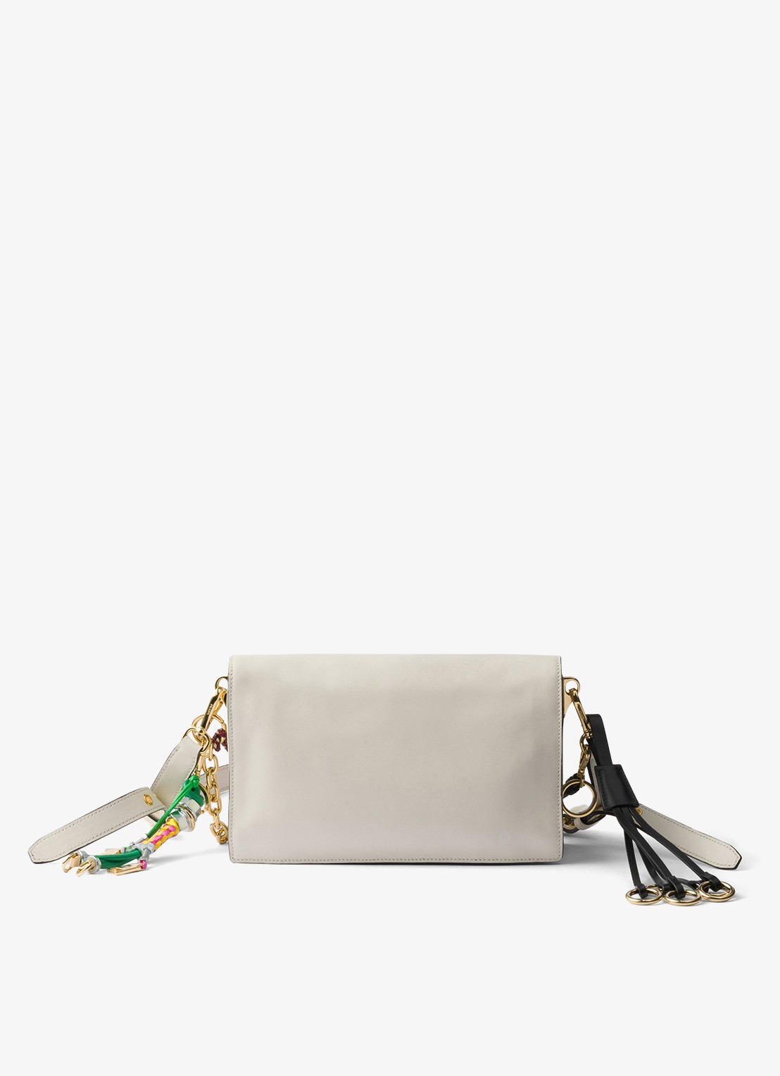 Prada Soft Sound Small schoudertas van leer - achterkant 7 gebroken wit