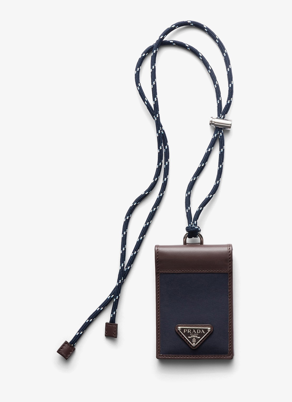 Prada Speedrock Re-Nylon pasjeshouder van leer met contrast - voorkant 4 blauw