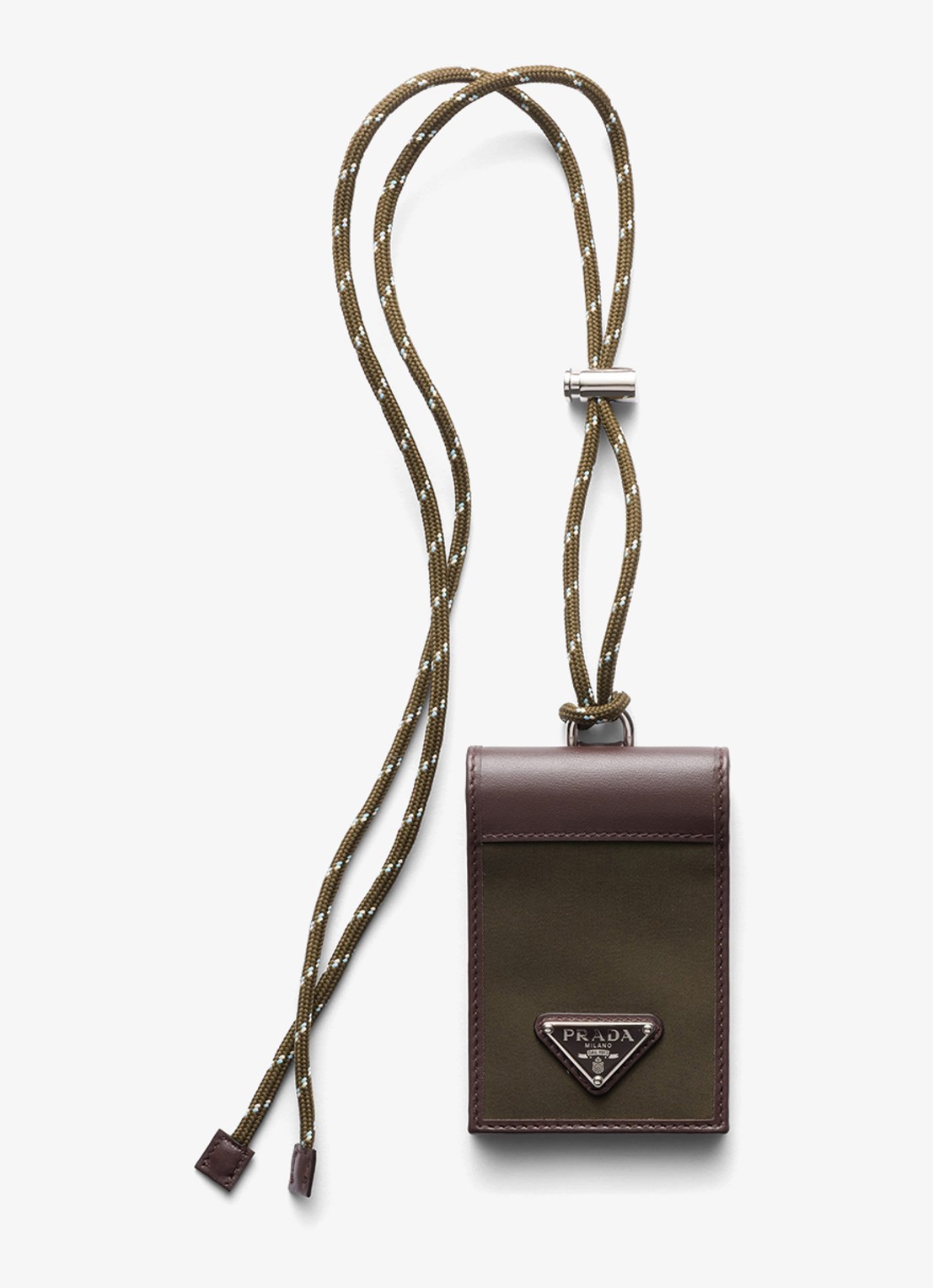 Prada Speedrock Re-Nylon pasjeshouder van leer met contrast - voorkant 4 donkergroen