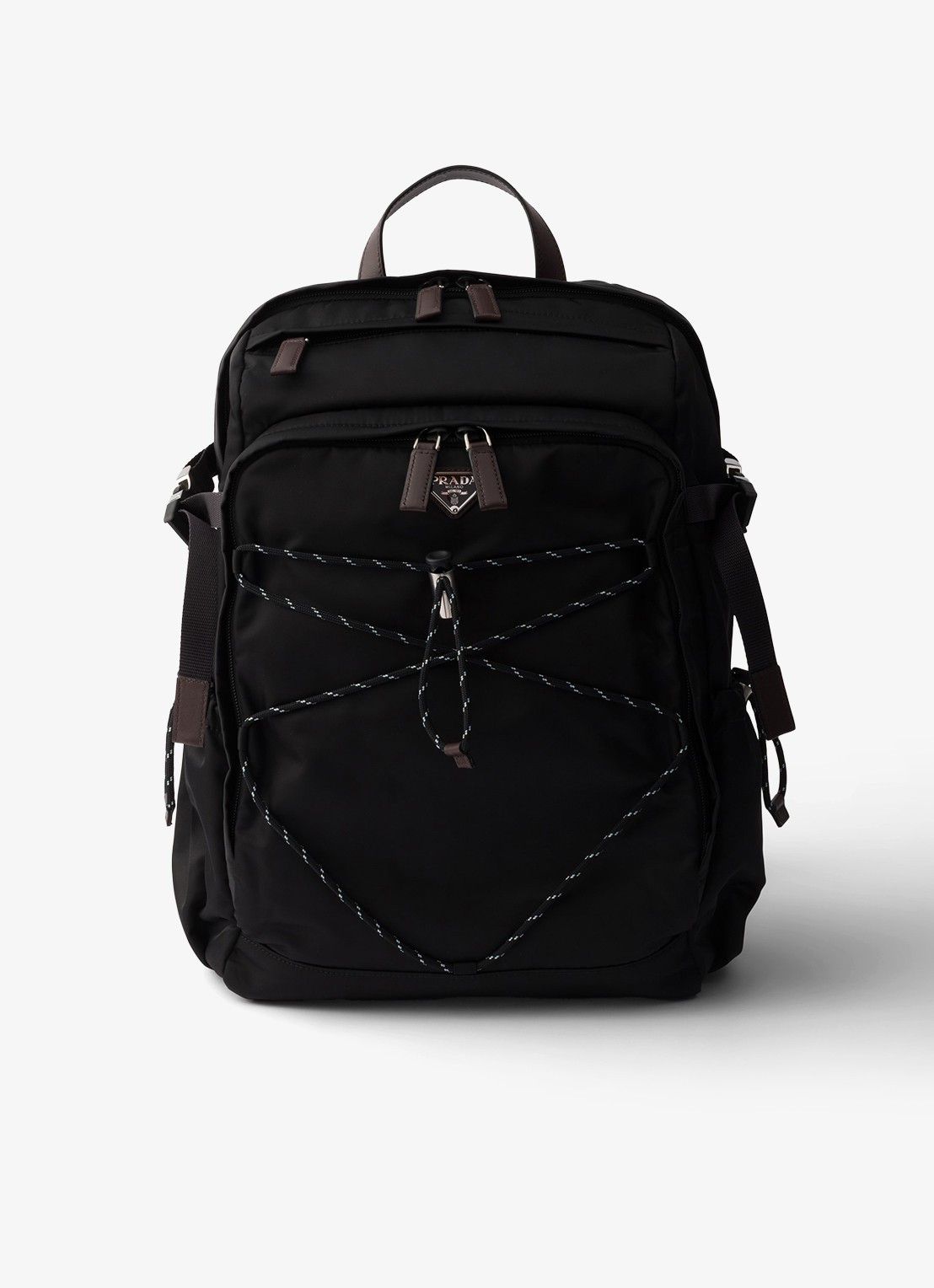 Prada Speedrock Re-Nylon rugzak met leren details - voorkant 5 zwart