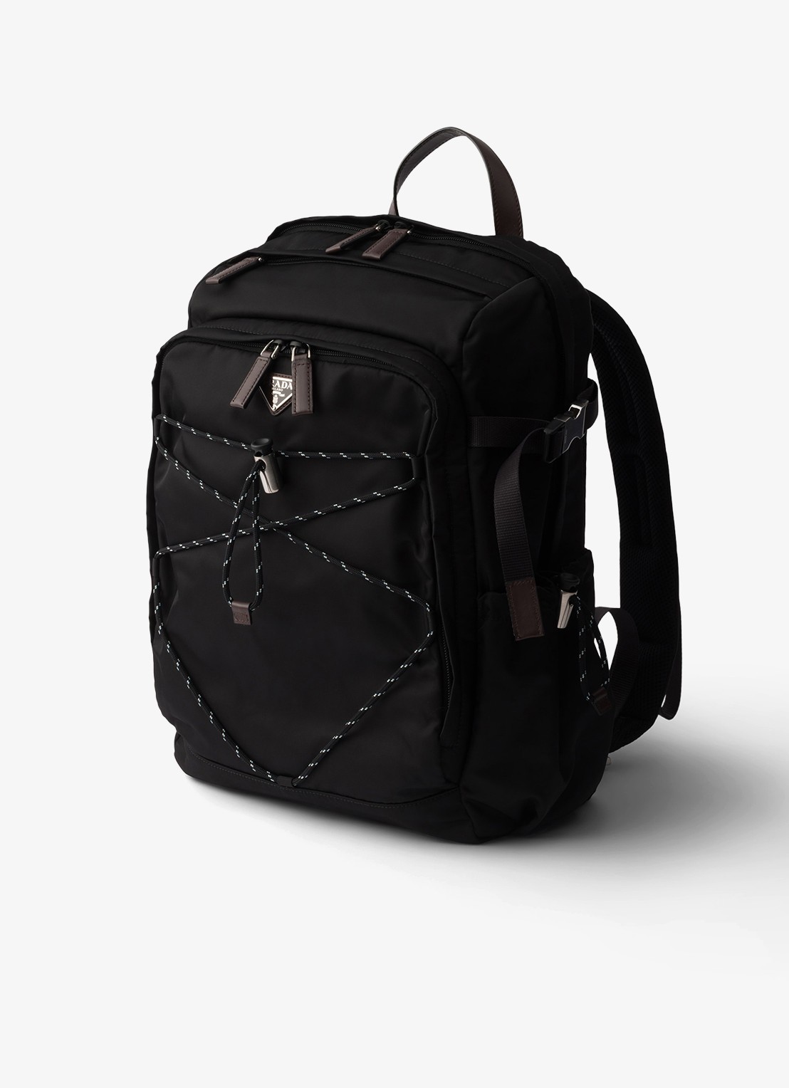 Prada Speedrock Re-Nylon rugzak met leren details - voorkant 6 zwart