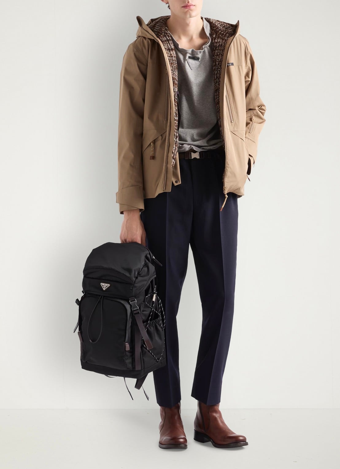 Prada Speedrock Re-Nylon rugzak met leren details - detail 5 zwart