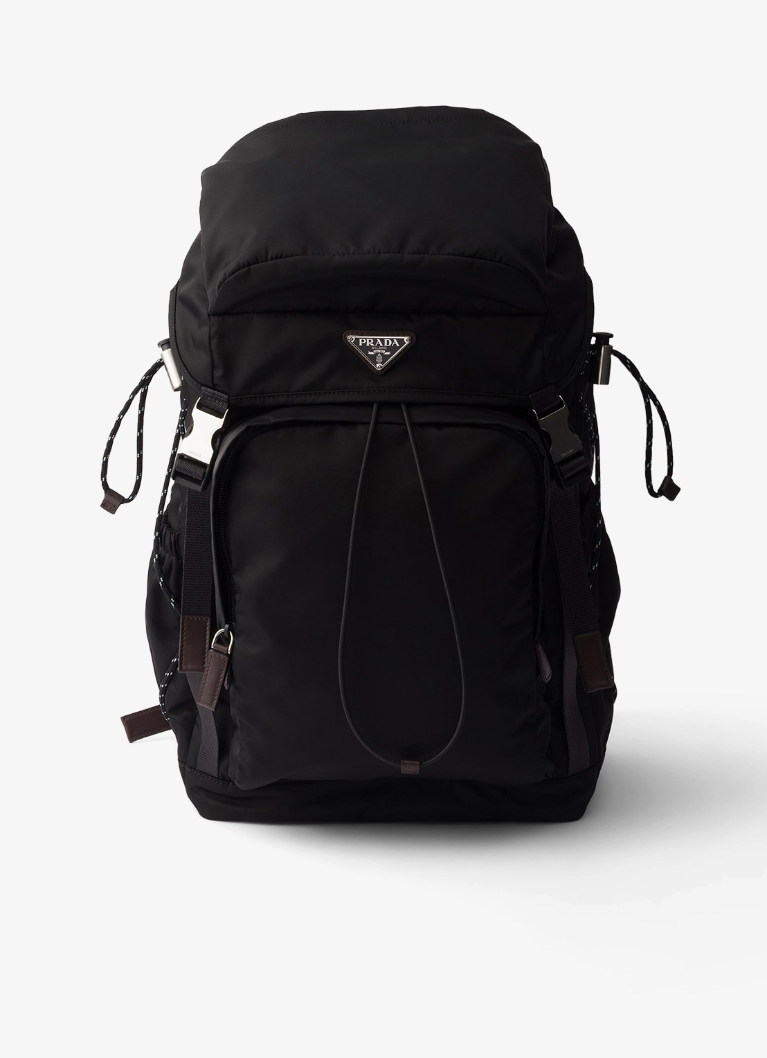 Prada Speedrock Re-Nylon rugzak met leren details - voorkant 5 zwart
