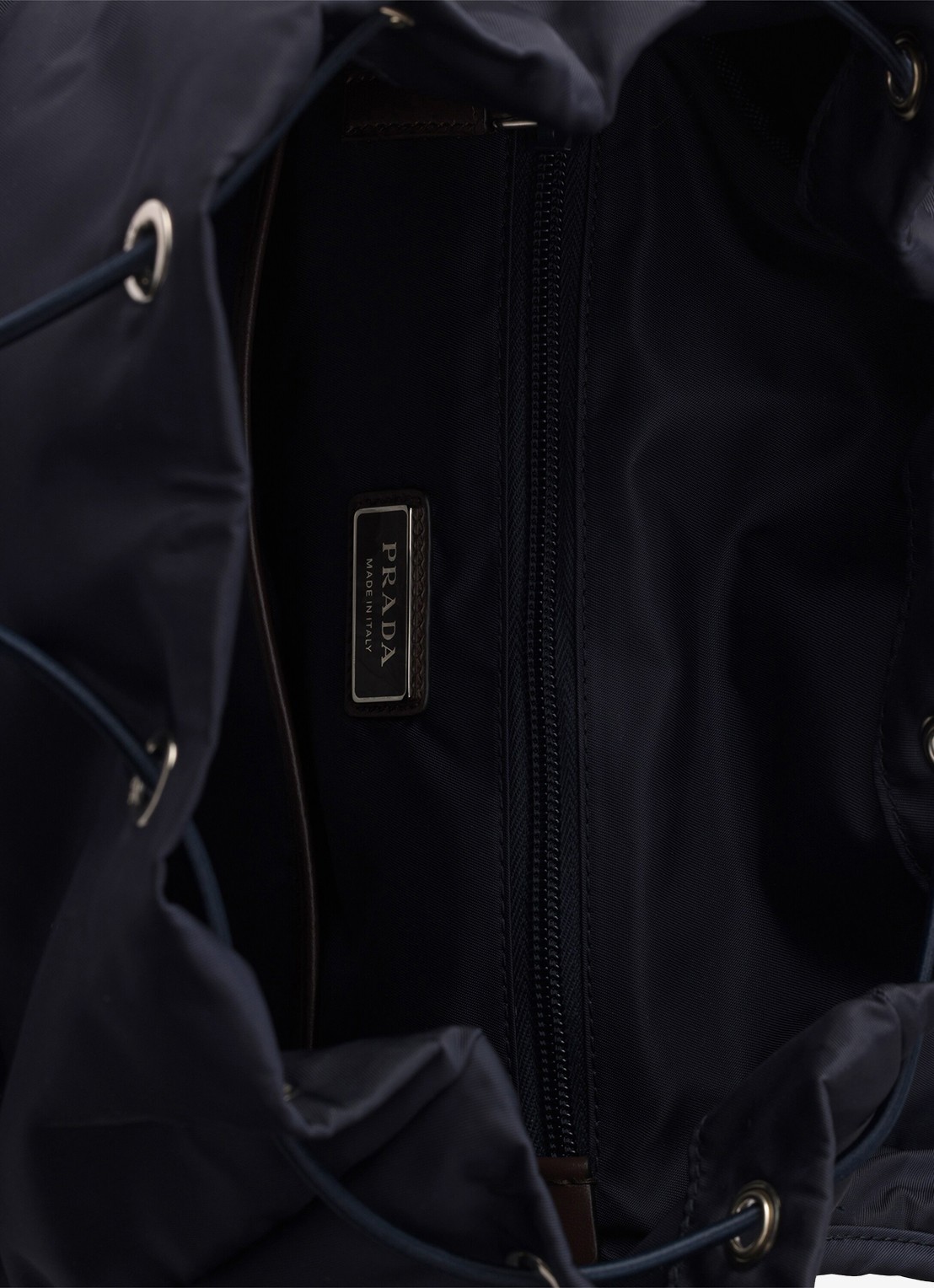 Prada Speedrock Re-Nylon rugzak met leren details - detail 7 donkerblauw