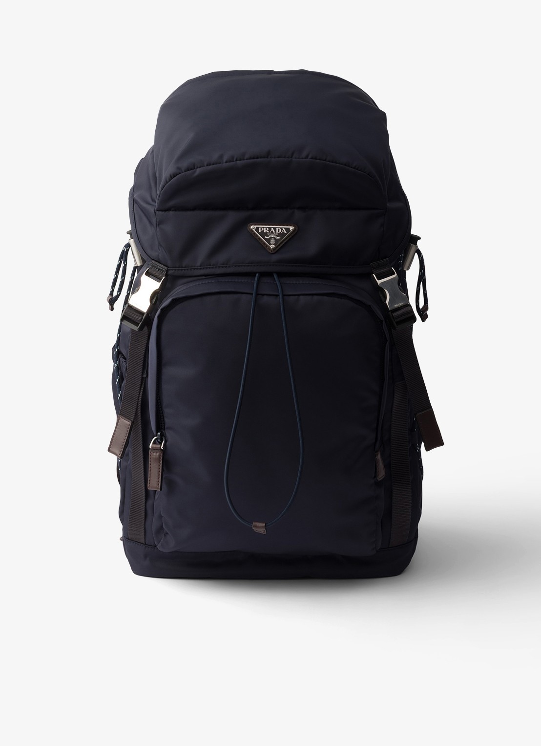 Prada Speedrock Re-Nylon rugzak met leren details - voorkant donkerblauw