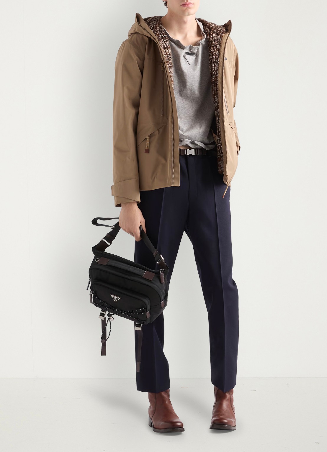 Prada Speedrock Re-Nylon schoudertas met leren details - detail 3 zwart