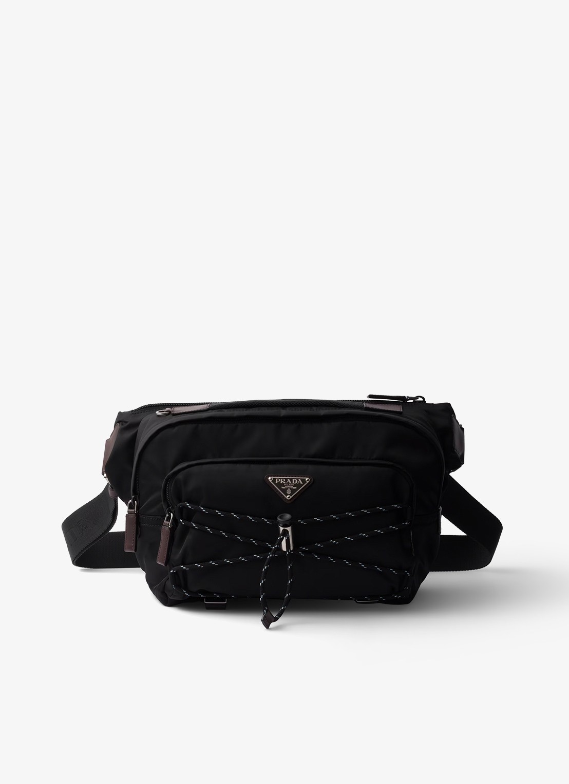 Prada Speedrock Re-Nylon schoudertas met leren details - voorkant zwart