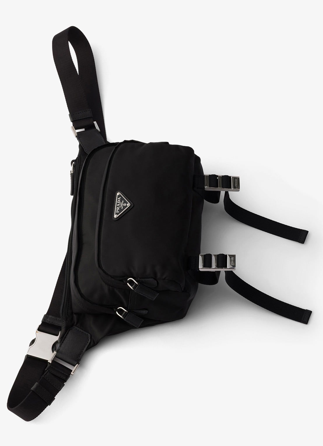 Prada Speedrock Re-Nylon schoudertas met leren details - detail zwart