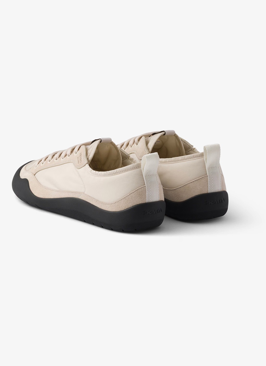 Prada Speedrock Re-Nylon sneaker met suède details - achterkant 6 beige