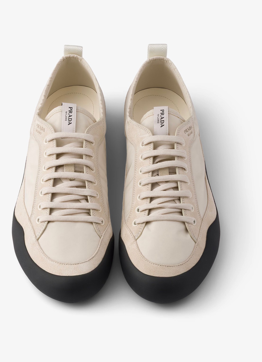 Prada Speedrock Re-Nylon sneaker met suède details - detail 3 beige