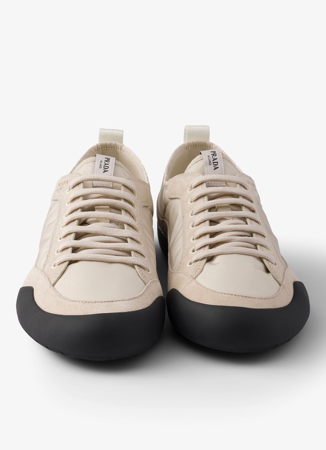 Prada Speedrock Re-Nylon sneaker met suède details - detail 4 beige