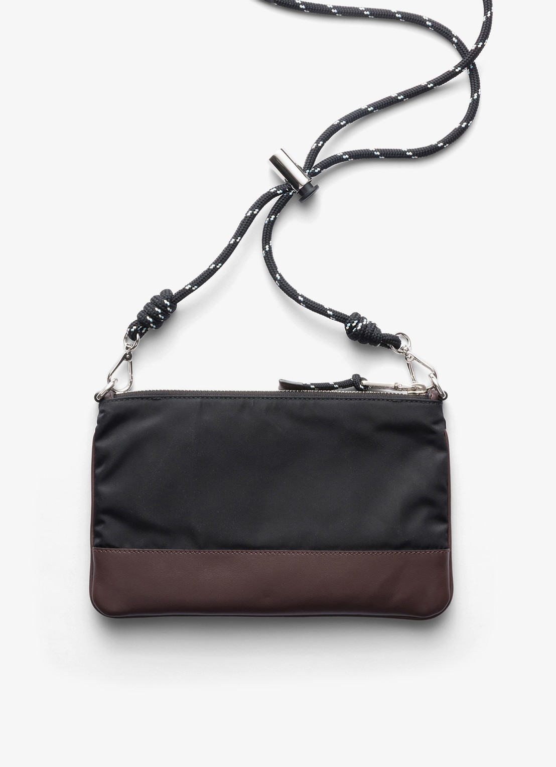 Prada Speedrock Re-Nylon telefoonhoesje met leren details en afneembare schouderriem - achterkant 3 zwart