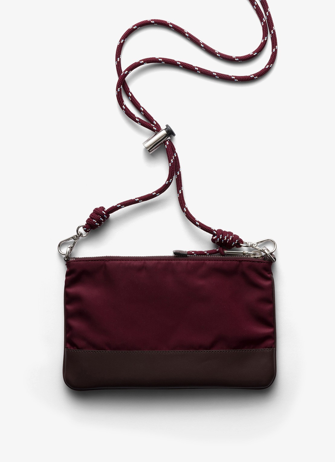 Prada Speedrock Re-Nylon telefoonhoesje met leren details en afneembare schouderriem - achterkant 2 bordeauxrood
