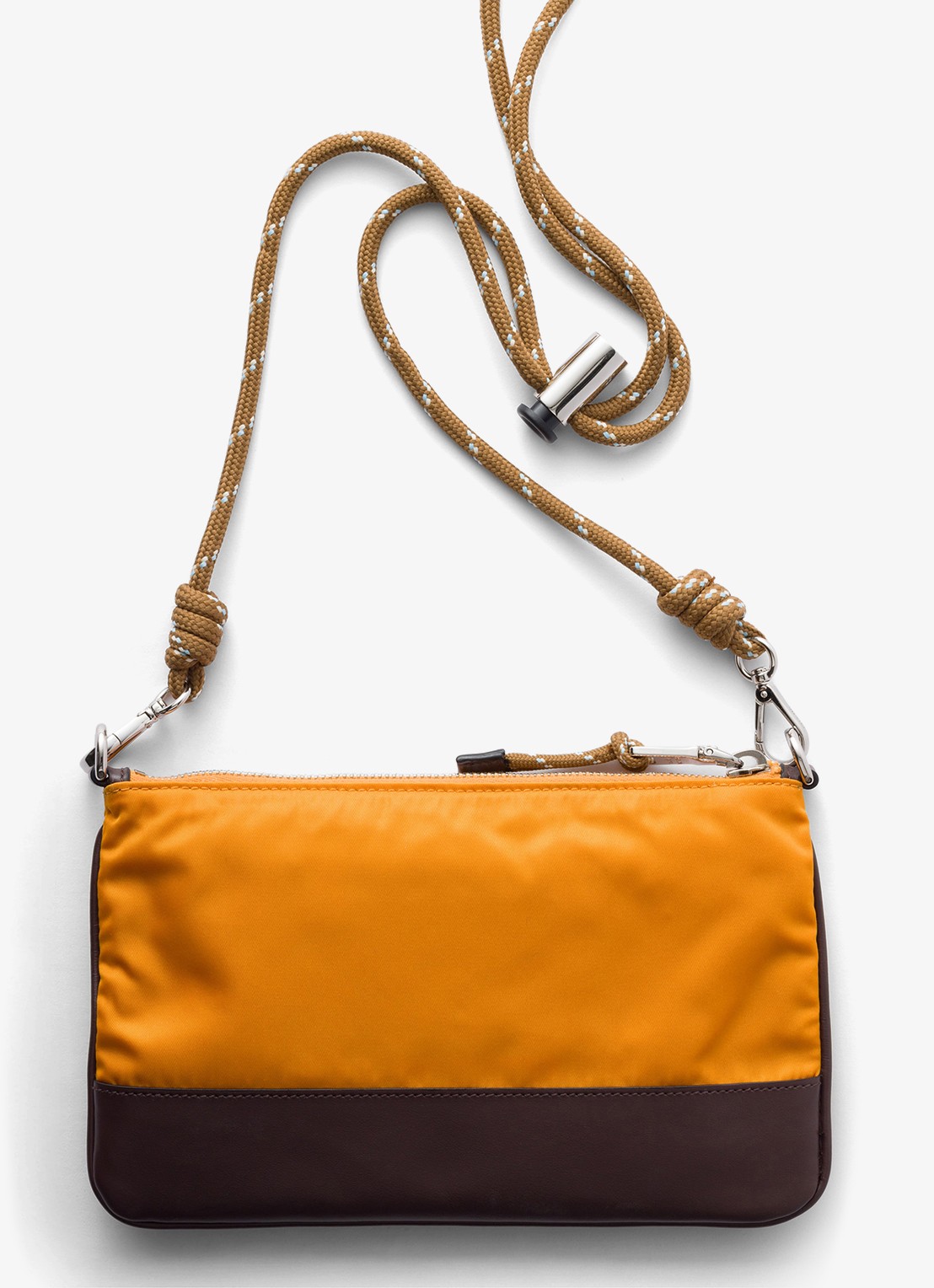 Prada Speedrock Re-Nylon telefoonhoesje met leren details en afneembare schouderriem - achterkant 2 oranje