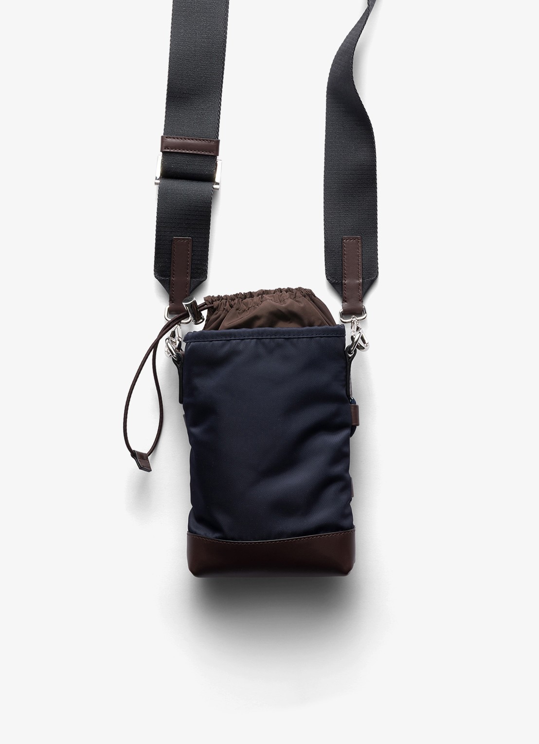 Prada Speedrock Re-Nylon telefoonhoesje met leren details en afneembare schouderriem - achterkant 4 blauw