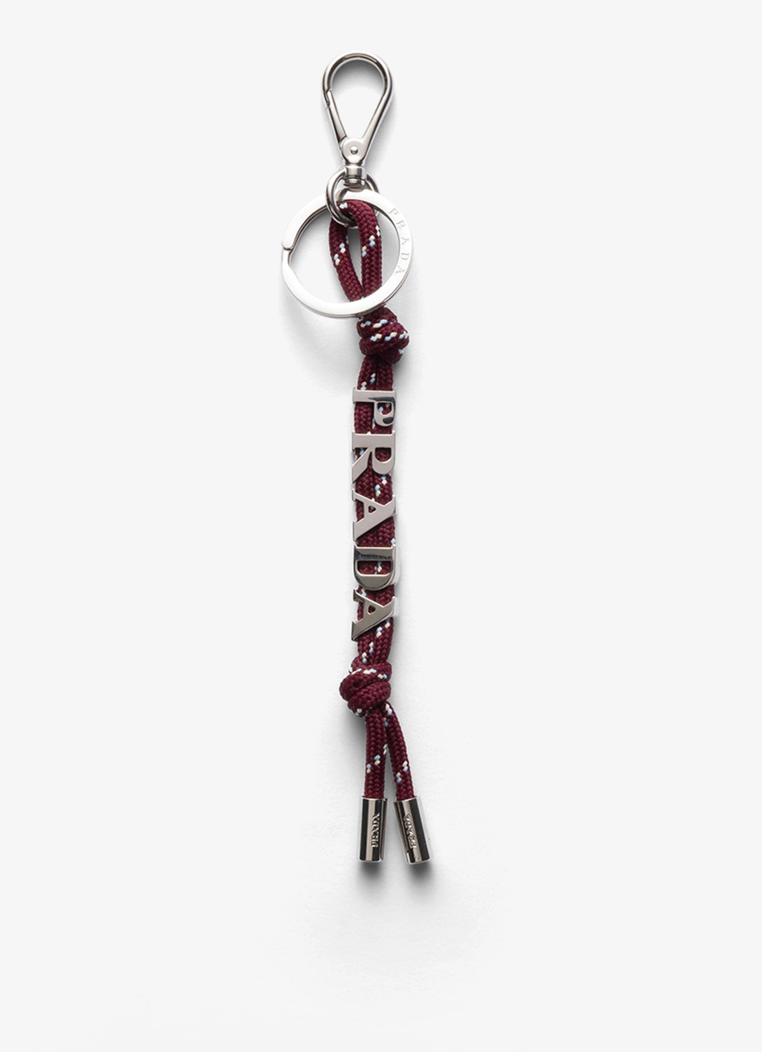 Prada Speedrock sleutelhanger met logo - voorkant 3 bordeauxrood